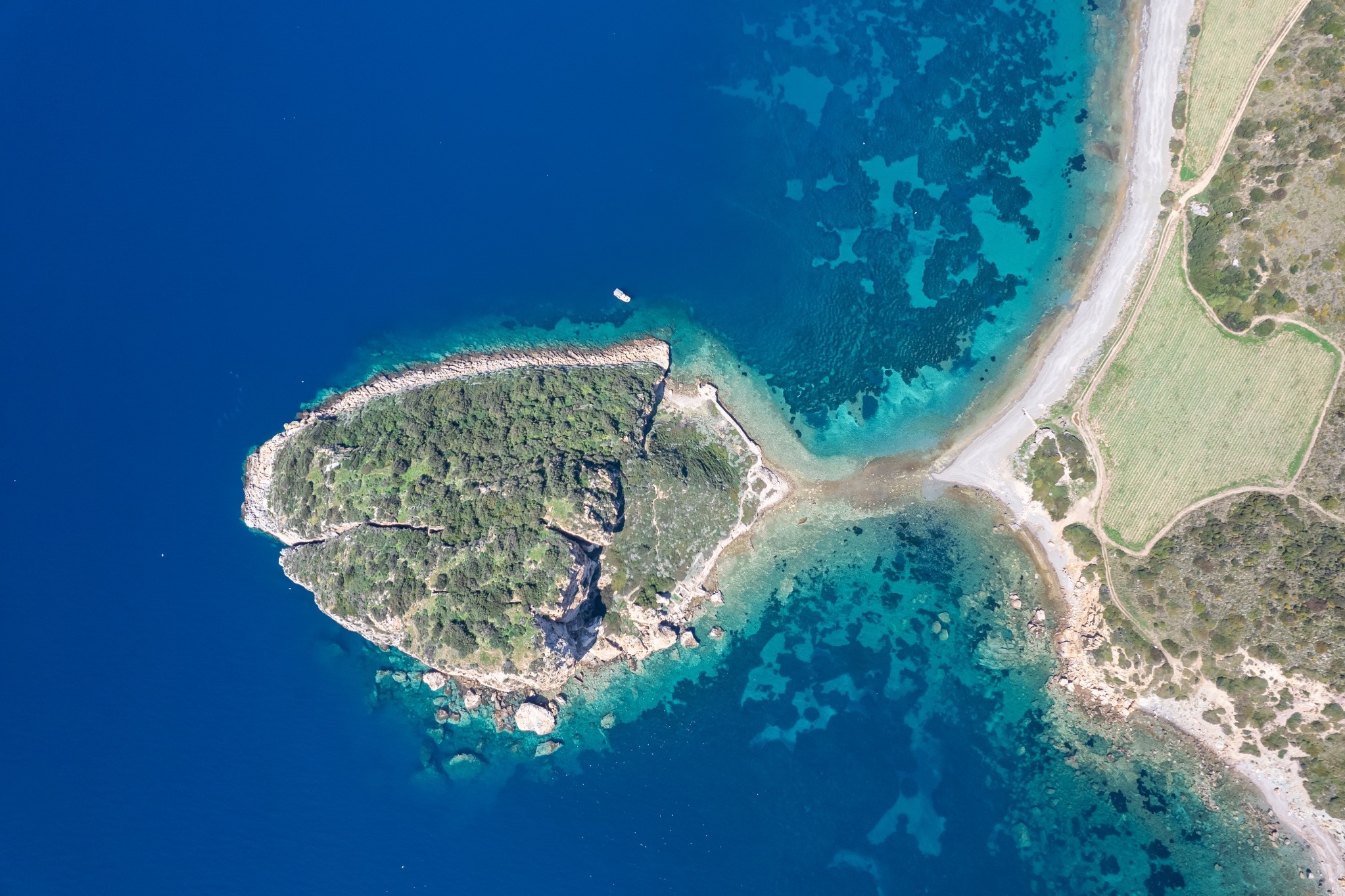 aerial view of myonnesos islet between albania and greece drone photo