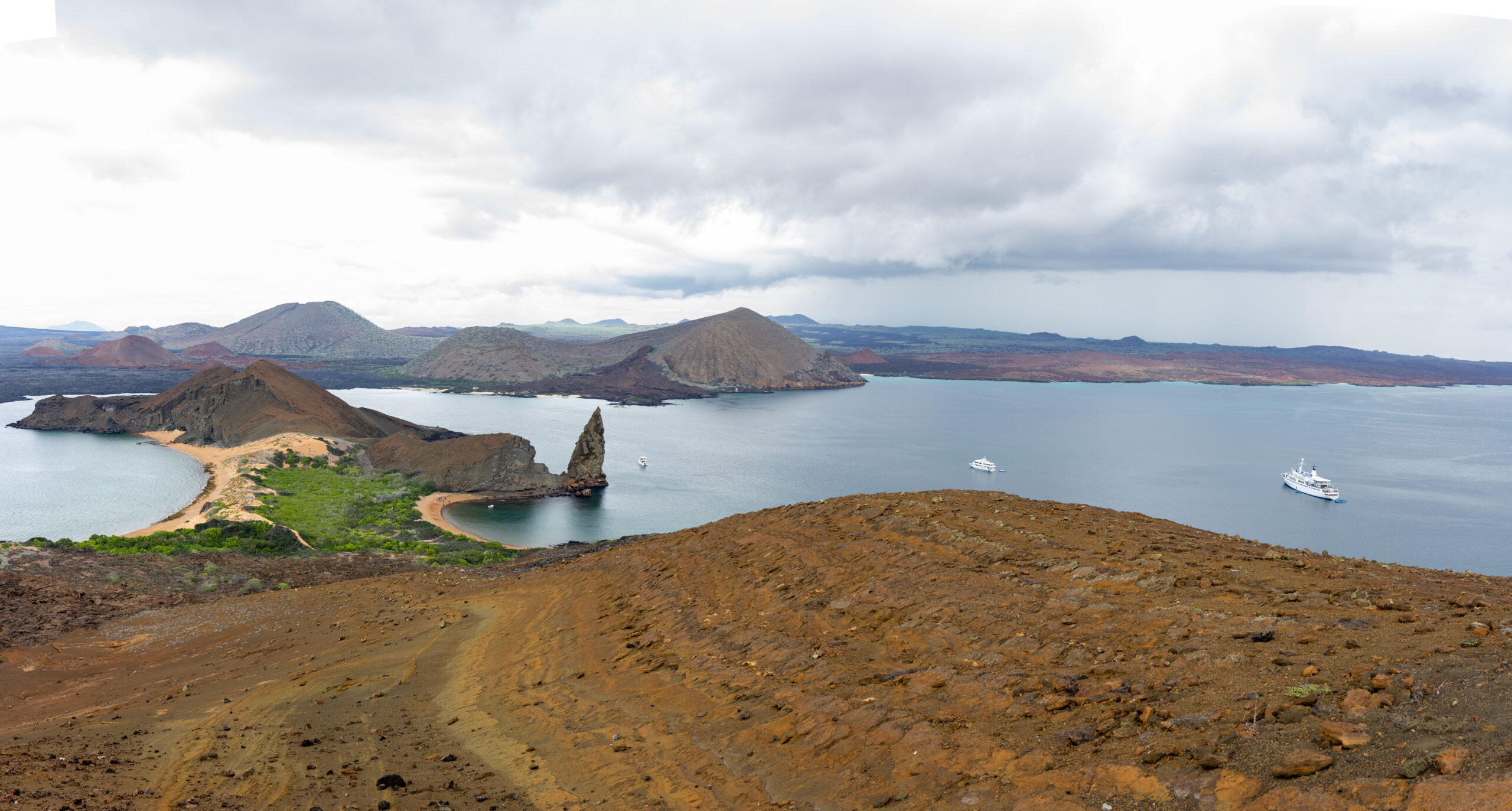 Galapagos Islands. Ecuador. Bartolome Island in cloudy day.