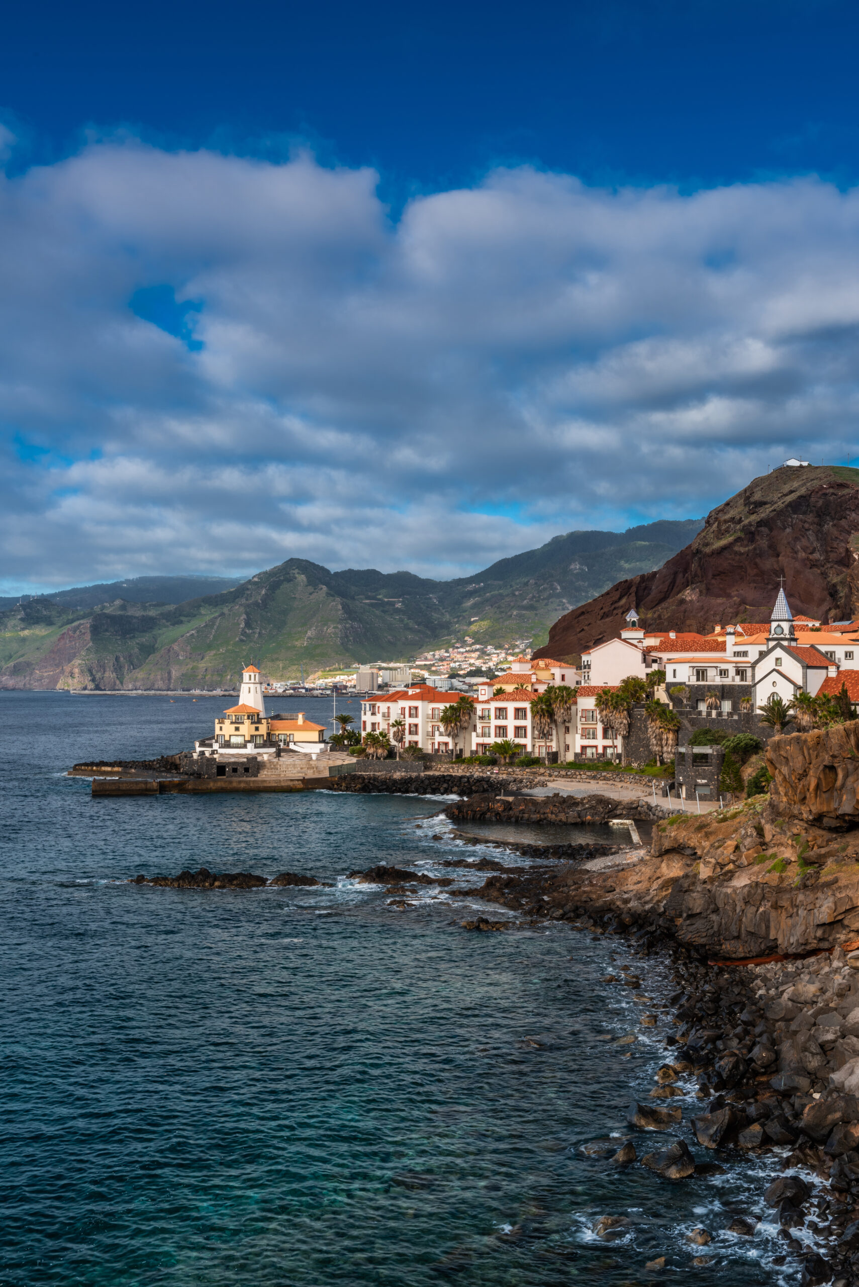 Marina da Quinta Grande, Madeira, Portugal. Seaside small villag