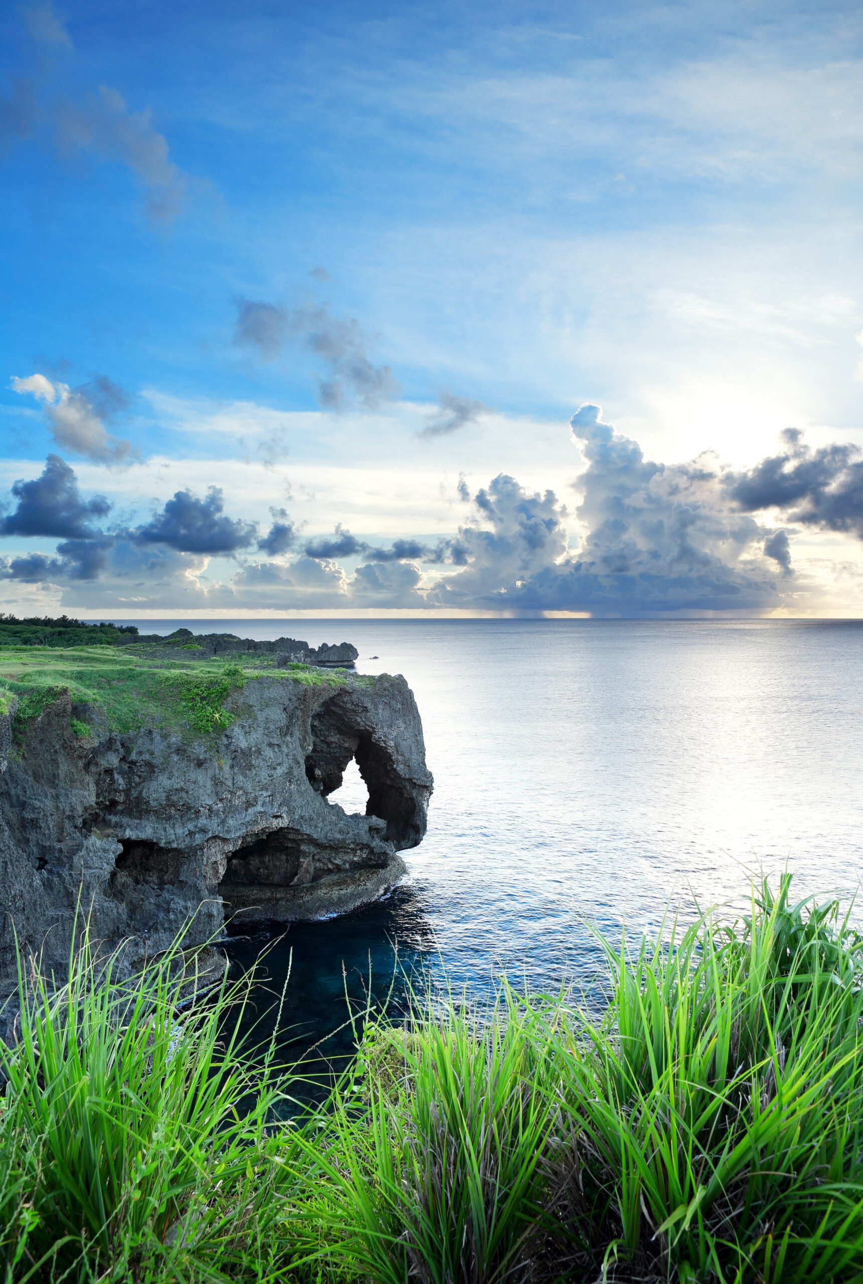 sea at sunset in okinawa japan